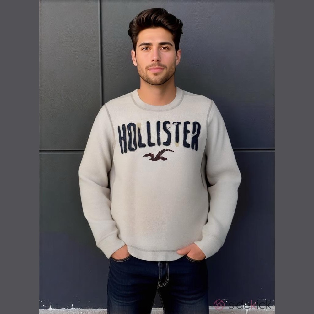 Hollister Pullover Lettering Sweater Men Size L